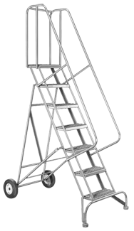Model 6500; 8 Steps; 30 x 65'' Base Size - Roll-N-Fold Ladder - Makers Industrial Supply