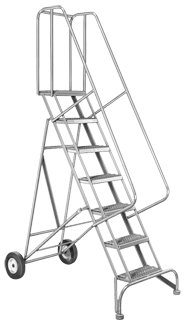 Model 6500; 11 Steps; 30 x 86'' Base Size - Roll-N-Fold Ladder - Makers Industrial Supply