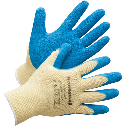 Medium Gloves-Tuff Coat Cut Resistant - 10 Cut Medium Weight Yellow Kevlar With Blue Natural Rubber Palm And Fingertip Coating - Makers Industrial Supply