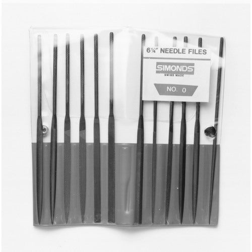 ‎6-1/4 Needle File Set, 12 Piece, Knurled Handle, 6 Cut