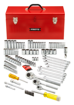 Proto® 1/4", 3/8" & 1/2" Drive 125 Piece Socket Set- 6, 8 & 12 Point w/ box J9975R - Makers Industrial Supply