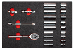 Proto® Foamed  3/8" Drive 22 Piece Socket Set w/ Classic Pear Head Ratchet - Full Polish - 6 Point - Makers Industrial Supply