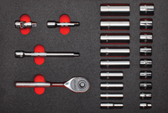 Proto® Foamed  3/8" Drive 22 Piece Socket Set w/ Classic Pear Head Ratchet - Full Polish - 12 Point - Makers Industrial Supply