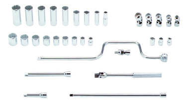 Proto® 3/8" Drive 33 Piece Socket, Combination Set - 12 and 8 Point - Makers Industrial Supply