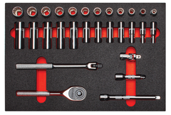 Proto® Foamed 3/8" Drive 29 Piece Combination Socket Set w/ Classic Pear Head Ratchet - Full Polish - 12 Point - Makers Industrial Supply
