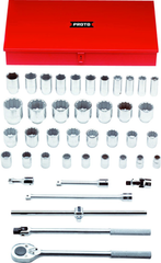 Proto® 3/4" Drive 42 Piece Combination Socket Set - 12 and 6 Point - Makers Industrial Supply