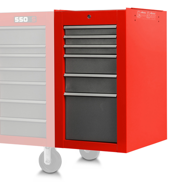 Proto® 550S Side Cabinet - 6 Drawer, Safety Red and Gray - Makers Industrial Supply