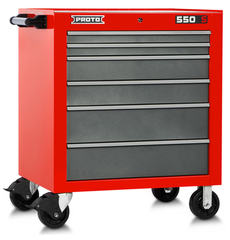 Proto® 550S 34" Roller Cabinet - 6 Drawer, Safety Red and Gray - Makers Industrial Supply