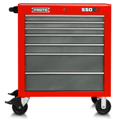 Proto® 550S 34" Roller Cabinet - 7 Drawer, Safety Red and Gray - Makers Industrial Supply