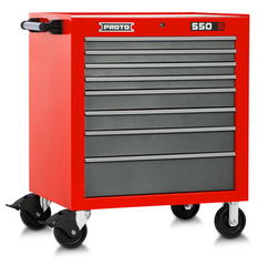 Proto® 550S 34" Roller Cabinet - 8 Drawer, Safety Red and Gray - Makers Industrial Supply