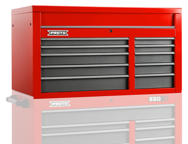 Proto® 550S 50" Top Chest - 10 Drawer, Safety Red and Gray - Makers Industrial Supply