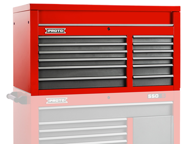 Proto® 550S 50" Top Chest - 12 Drawer, Safety Red and Gray - Makers Industrial Supply