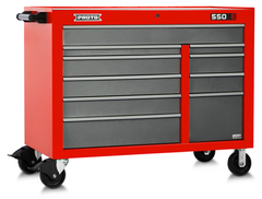 Proto® 550E 50" Power Workstation - 10 Drawer, Safety Red and Gray - Makers Industrial Supply