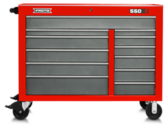 Proto® 550S 50" Workstation - 12 Drawer, Safety Red and Gray - Makers Industrial Supply