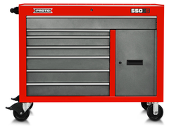 Proto® 550S 50" Workstation - 7 Drawer & 1 Shelf, Safety Red and Gray - Makers Industrial Supply