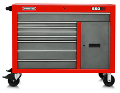 Proto® 550S 50" Workstation - 8 Drawer & 1 Shelf, Safety Red and Gray - Makers Industrial Supply