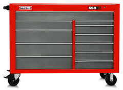 Proto® 550S 57" Workstation - 11 Drawer, Safety Red and Gray - Makers Industrial Supply