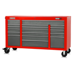 Proto® 550E 67" Power Workstation - 18 Drawer, Safety Red and Gray - Makers Industrial Supply