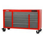 Proto® 550E 67" Front Facing Power Workstation w/ USB - 18 Drawer, Safety Red and Gray - Makers Industrial Supply