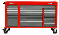 Proto® 550S 67" Workstation - 20 Drawer, Safety Red and Gray - Makers Industrial Supply