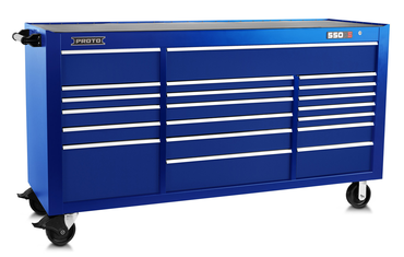 Proto® 550S 78" Workstation - 20 Drawer, Gloss Blue - Makers Industrial Supply