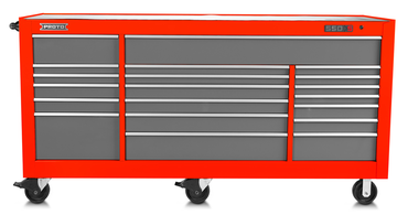 Proto® 550S 88" Workstation - 18 Drawer, Safety Red and Gray - Makers Industrial Supply