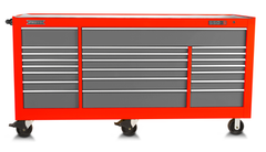 Proto® 550S 88" Workstation - 22 Drawer, Safety Red and Gray - Makers Industrial Supply