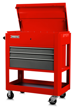 Proto® Heavy Duty Utility Cart- 3 Drawer Red - Makers Industrial Supply