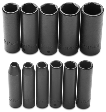 Proto® 1/4" Drive 11 Piece Metric Deep Impact Socket Set - 6 Point - Makers Industrial Supply