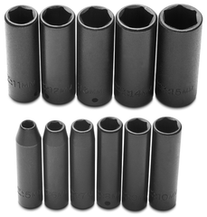 Proto® 1/4" Drive 11 Piece Metric Deep Impact Socket Set - 6 Point - Makers Industrial Supply