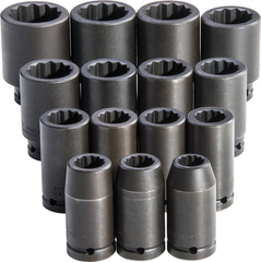 Proto® 3/4" Drive 15 Piece Deep Metric Impact Socket Set - 12 Point - Makers Industrial Supply