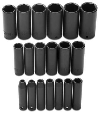 Proto® 3/8" Drive 19 Piece Metric Deep Impact Socket Set - 6 Point - Makers Industrial Supply