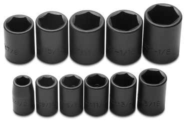 Proto® 1/2" Drive 11 Piece Impact Socket Set - 6 Point - Makers Industrial Supply