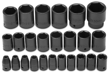 Proto® 1/2" Drive 25 Piece Metric Impact Socket Set - 6 Point - Makers Industrial Supply