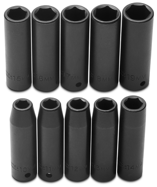 Proto® 1/2" Drive 10 Piece Metric Deep Impact Socket Set - 6 Point - Makers Industrial Supply