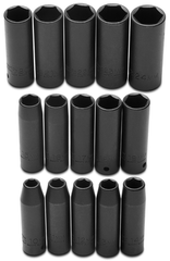 Proto® 1/2" Drive 15 Piece Impact Metric Thin Wall Socket Set - 6 Point - Makers Industrial Supply