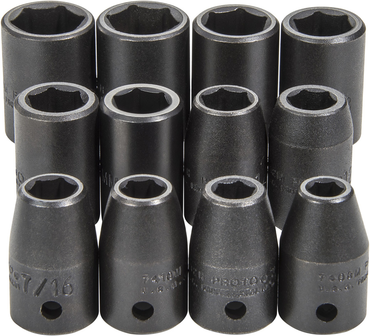 Proto® 1/2" Drive 12 Piece Impact Socket Set - 6 Point - Makers Industrial Supply