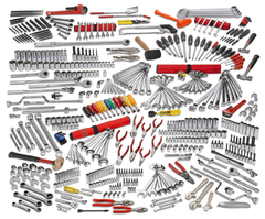 Proto® 497 Piece Master Technician Maintenance Tool Set With Roller Cabinet J453441-8RD and Top Chest J453427-6RD - Makers Industrial Supply