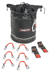 Proto® Tethering D-Ring Lift Bucket (300 lbs Weight Capacity) with D-Ring Wrist Strap System (2) JWS-DR and (6) JLANWR6LB - Makers Industrial Supply