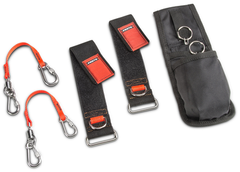 Proto® Tethering D-Ring Pouch Set with Two Pockets, Retractable Lanyard, and D-Ring Wrist Strap System with (2) JWS-DR and (2) JLANWR6LB - Makers Industrial Supply