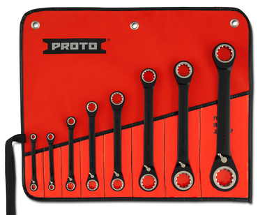 Proto® 8 Piece Black Chrome Double Box Reversible Ratcheting Wrench Set - Spline - Makers Industrial Supply