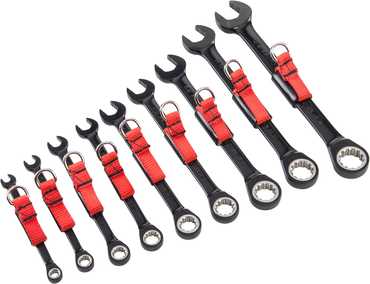 Proto® Tether-Ready 9 Piece Black Chrome Non-Reversible Combination Ratcheting Wrench Set - Spline - Makers Industrial Supply