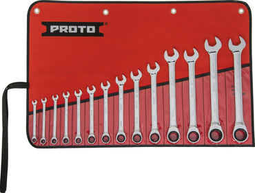 Proto® 14 Piece Full Polish Combination Non-Reversible Ratcheting Wrench Set - 12 Point - Makers Industrial Supply