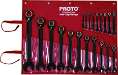 Proto® 20 Piece Black Chrome Reversible Combination Ratcheting Wrench Set - Spline - Makers Industrial Supply