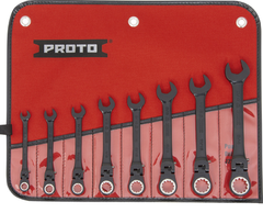 Proto® 8 Piece Black Chrome Combination Locking Flex-Head Ratcheting Wrench Set - Spline - Makers Industrial Supply