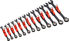 Proto® Tether-Ready 13 Piece Black Chrome Reversible Combination Ratcheting Wrench Set - Spline - Makers Industrial Supply