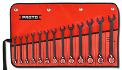 Proto® 13 Piece Black Chrome Reversible Combination Ratcheting Wrench Set - Spline - Makers Industrial Supply