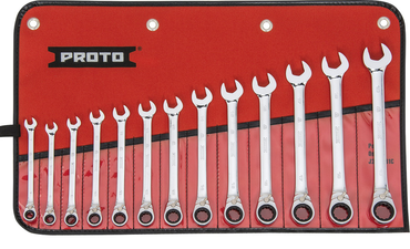 Proto® 13 Piece Full Polish Metric Combination Reversible Ratcheting Wrench Set - 12 Point - Makers Industrial Supply