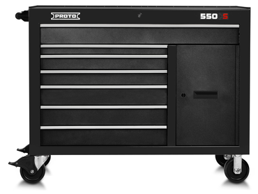 Proto® 550S 50" Workstation - 7 Drawer & 1 Shelf, Dual Black - Makers Industrial Supply