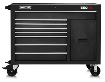 Proto® 550S 50" Workstation - 8 Drawer & 1 Shelf, Dual Black - Makers Industrial Supply